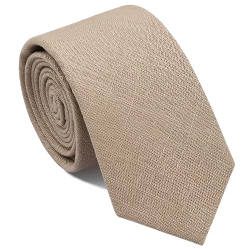 Skinny Ties for Men,Cotton Linen Neck Tie for Daily Dress,Weddings, Grey