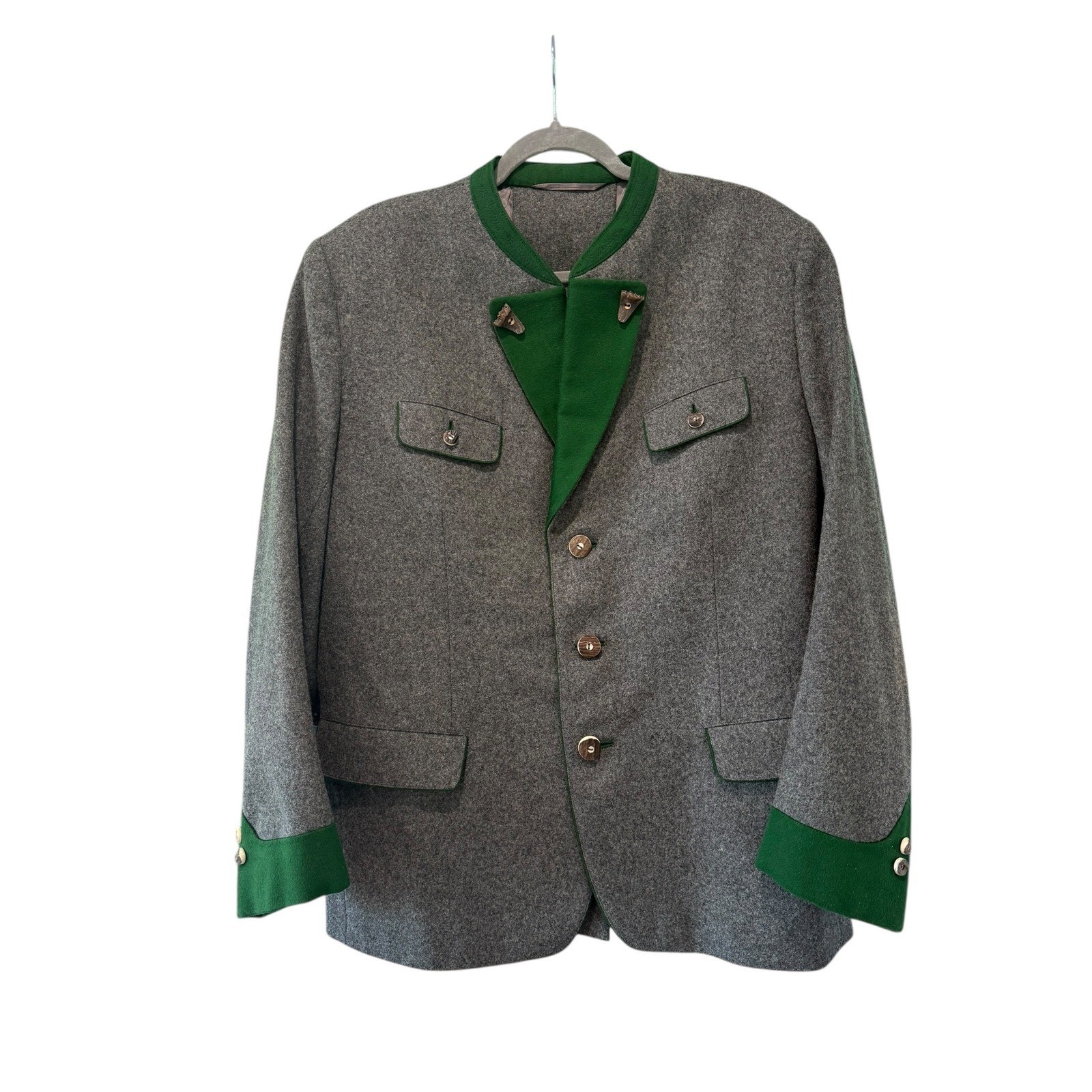 Loden Plankl Men Traditional Jacket Grey Wool Blend Made in Western Germany 46