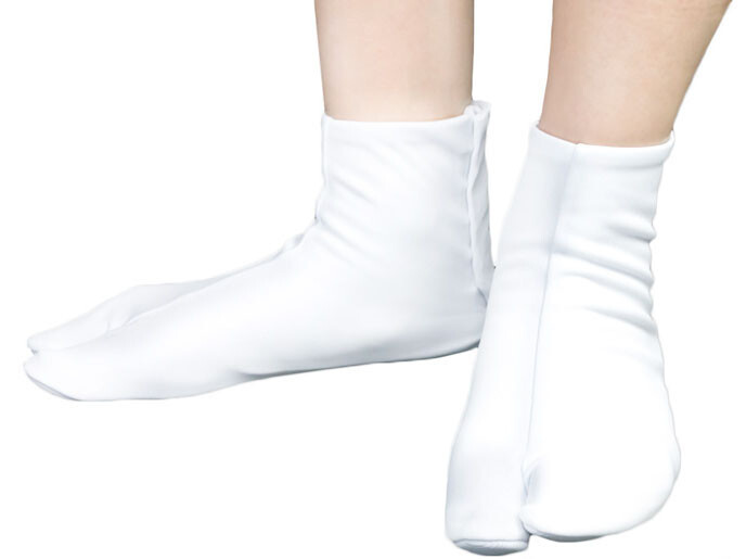 Japanese Traditional TABI Socks Kimono Stretch w/ 5Kohaze White from JAPAN
