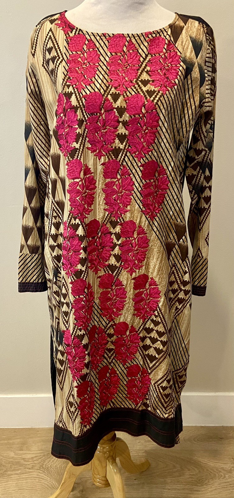 Khaadi Pret Cotton Lawn Kurta Women Kurti Dress Tunic Embroidered Ethnic Size 12