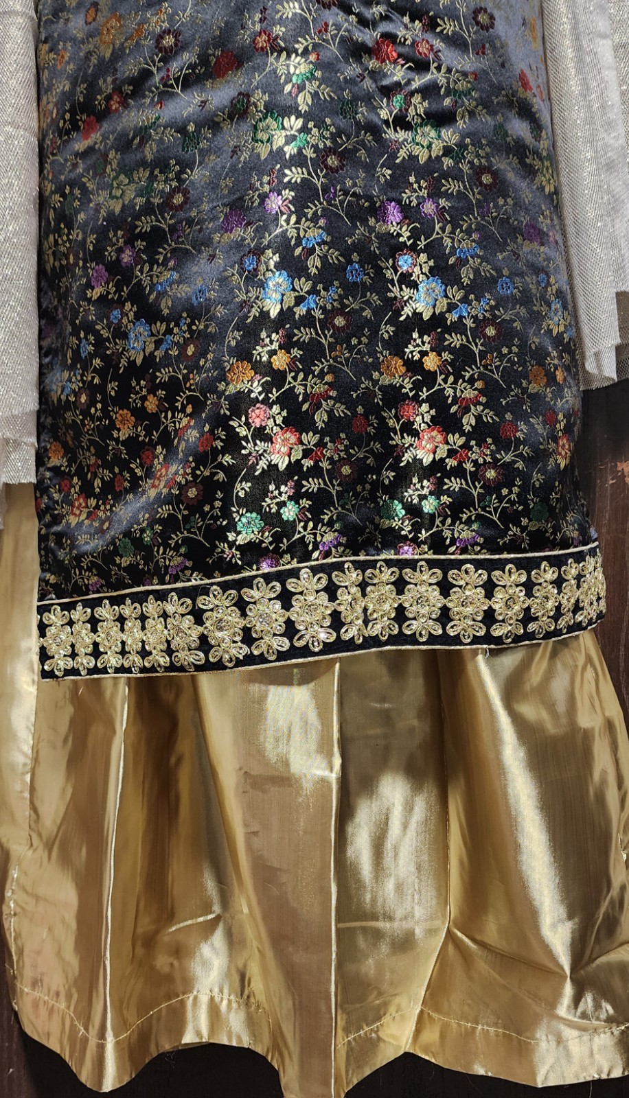 XL SIZE 42 Readymade stitch silk brocade bollywood Indian lengha Kameez Dupatta