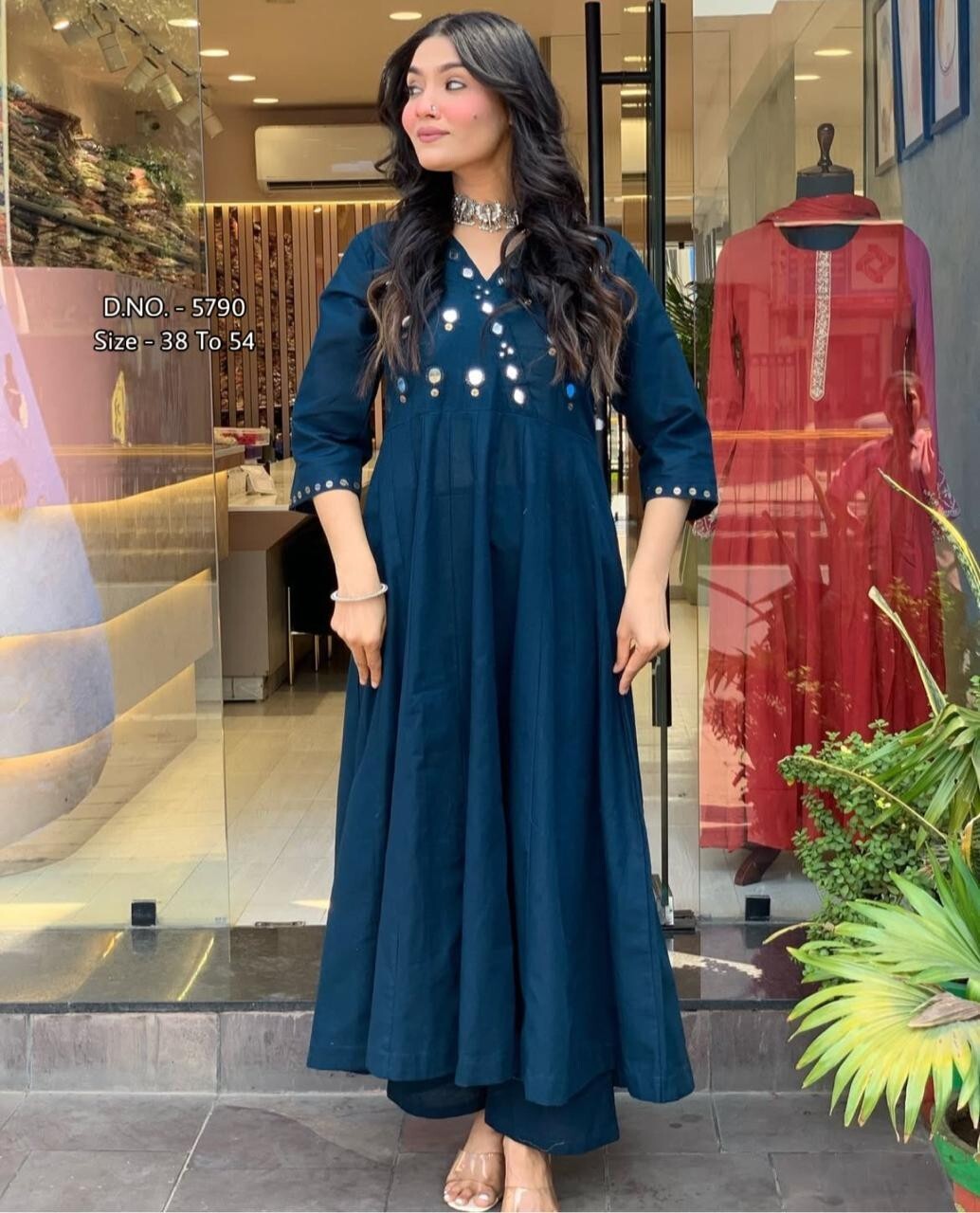 Plus Size upto 7XL Anarkali Kurta With Palazzo Set Stitched Women Kurta Pant Set