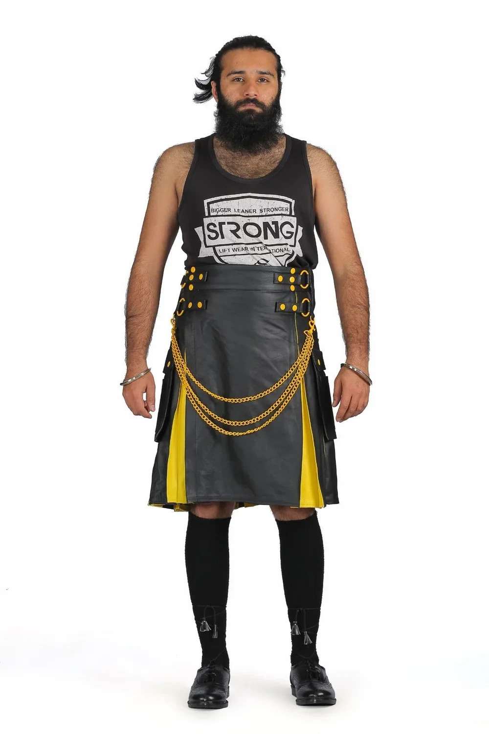 Trendy Unisex Two Toned Hybrid Leather Kilt
