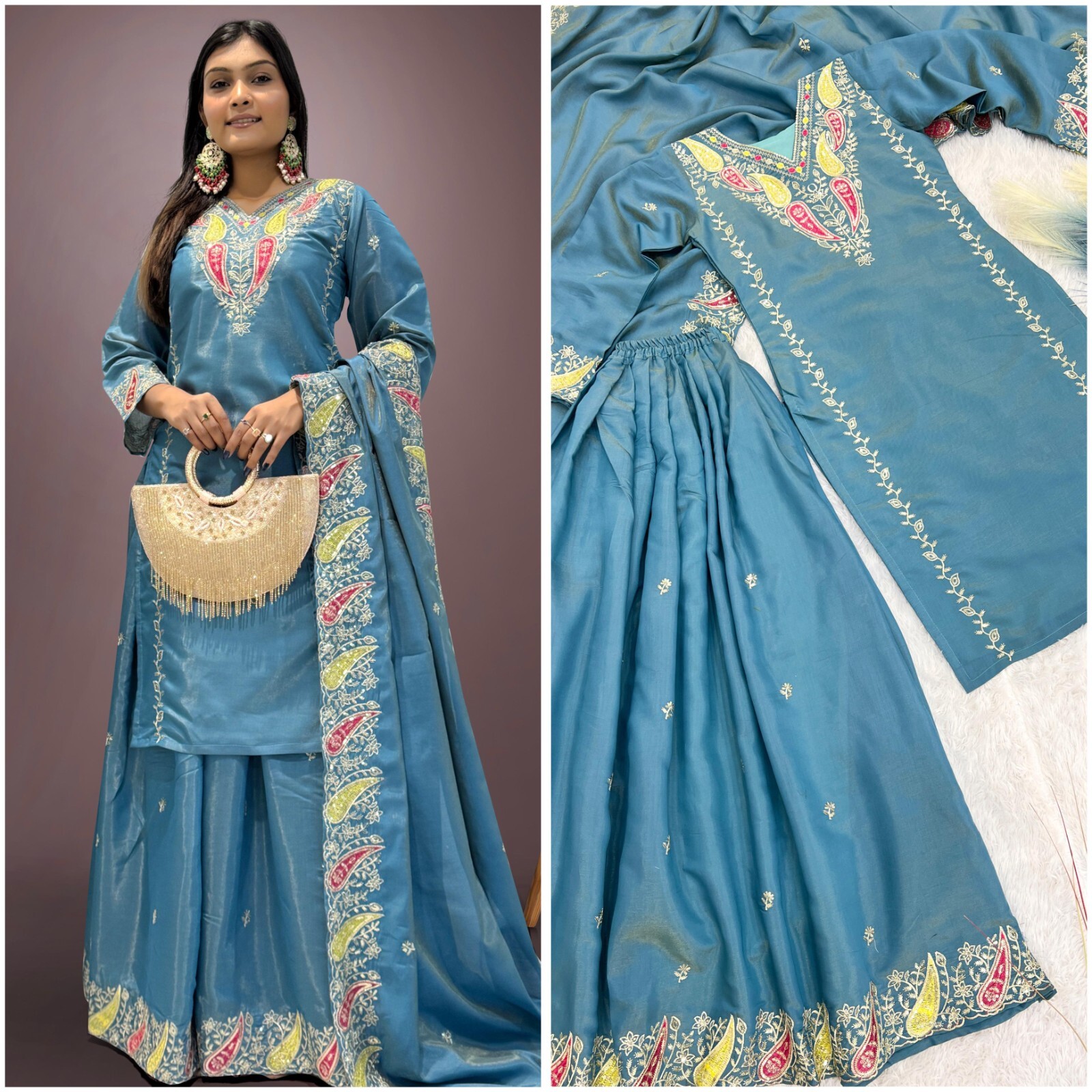 SALWAR KAMEEZ PAKISTANI INDIAN WEDDING PARTY WEAR DRESS BOLLYWOOD SUIT SHARARA