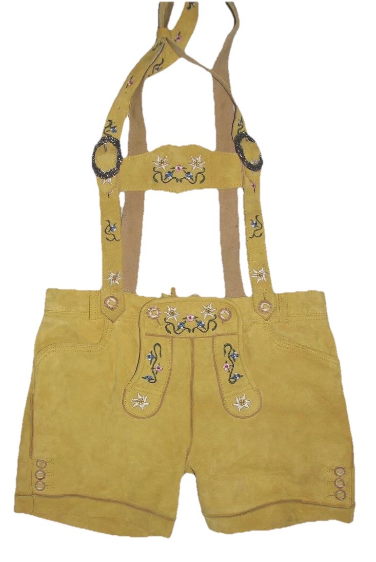 Short STOCKERPOINT Women’s Trachten Lederhosen Trachten Pants In Yellow Size 42