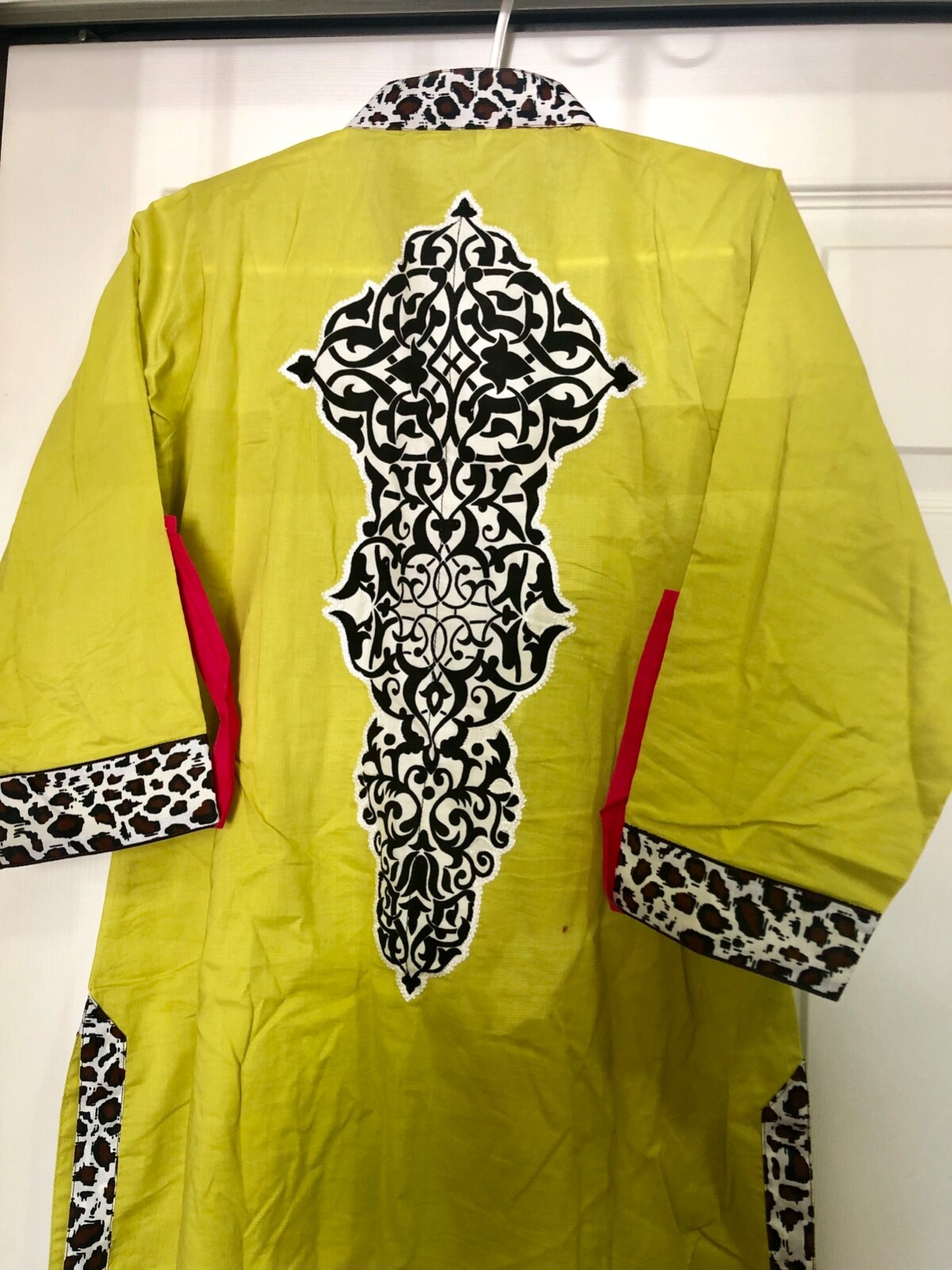 Pakistani Zahra Ahmad Bright Green Cotton Kurta with Zebra prints (Eid Sale)