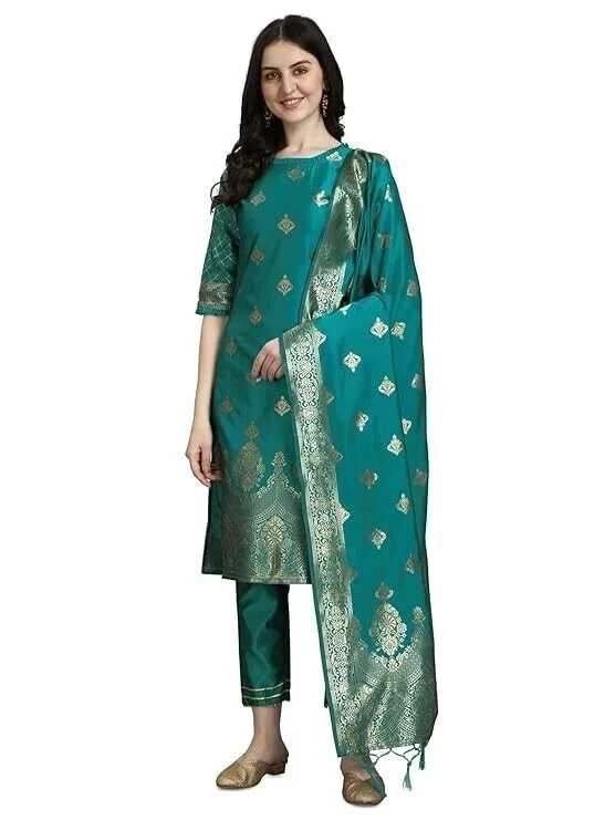 Indian Women’s Designer Kurti Set Beautiful Ethnic Tunic Salwar Kameez Set Dress