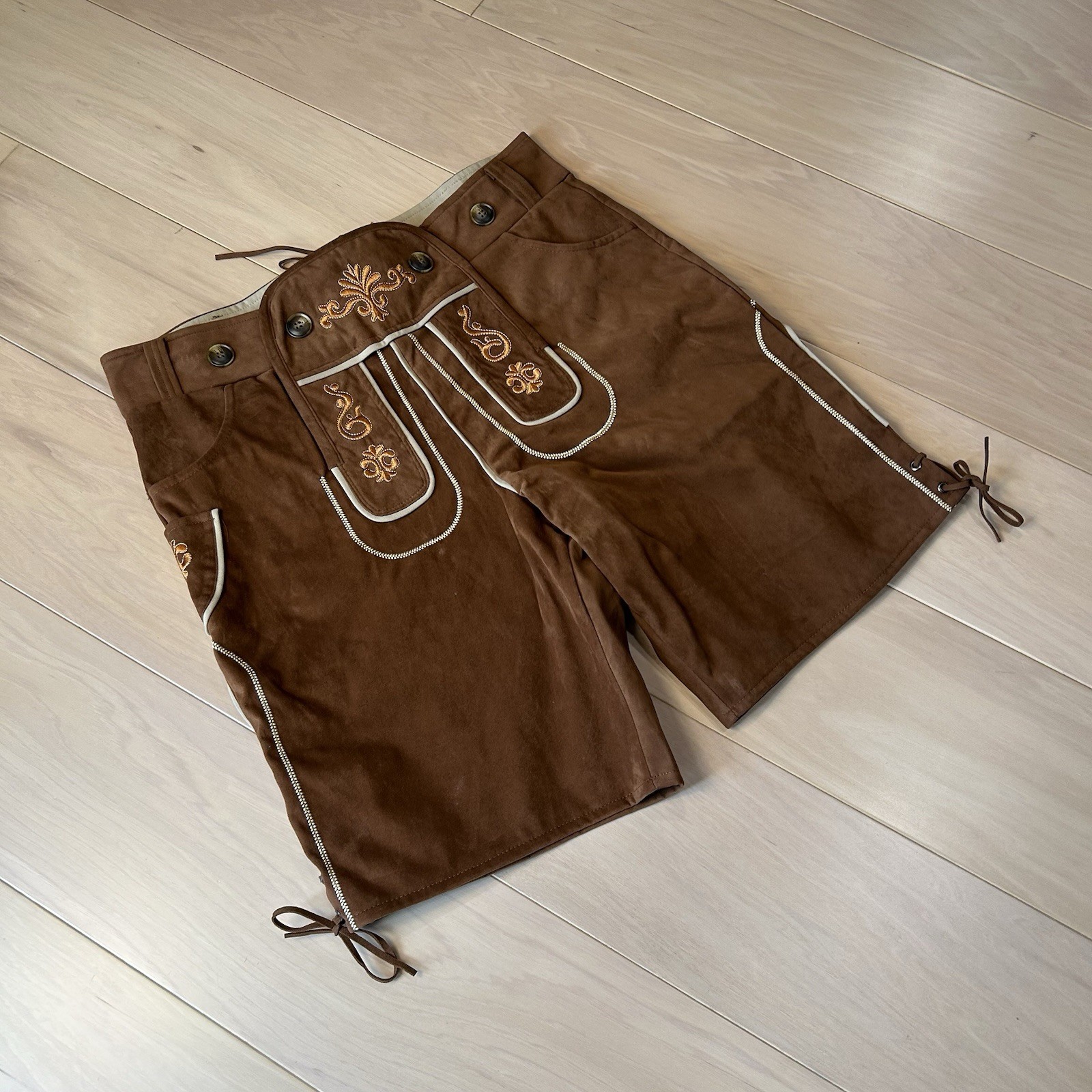 Adisno Lederhosen Brown Bavarian Oktoberfest Shorts Men’s 37