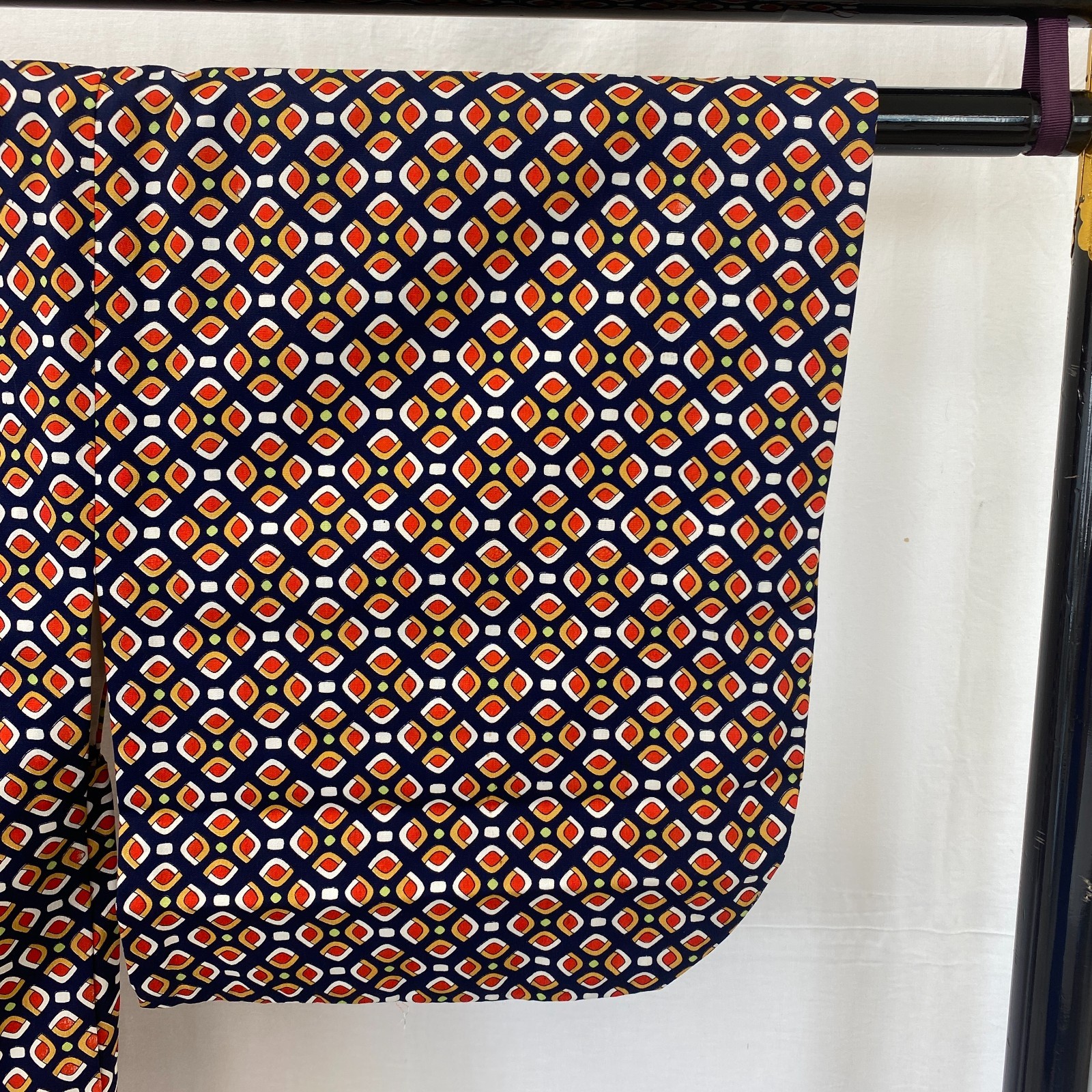 Japanese Vintage Kimono Haori Jacket Polyester Navy Traditional Drit 31 in