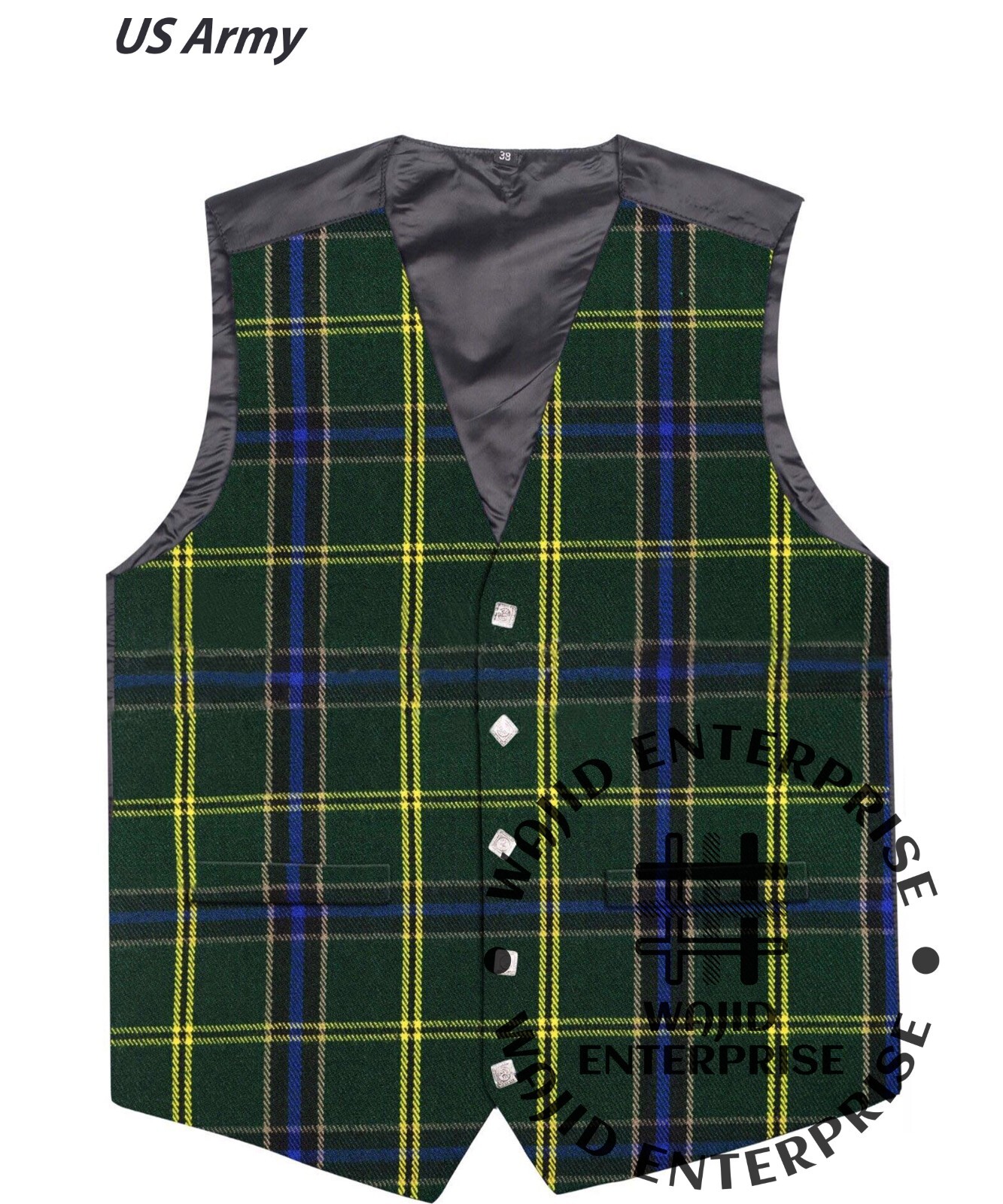 US Army tartan VEST Formal 5 Buttons Kilt WAISTCOAT Highlands Wedding Vest