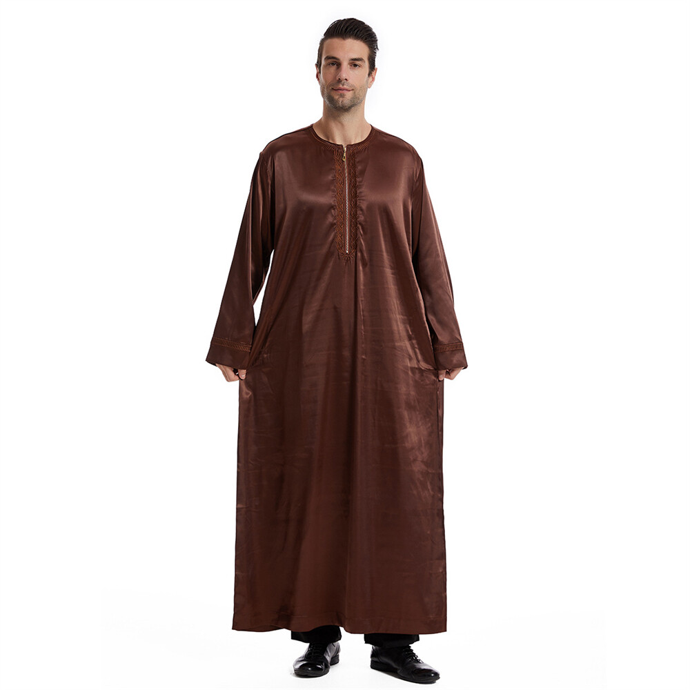 Muslim Men Saudi Abaya Kaftan Thobe Jubba Thoub Robe Dress Dishdasha Arab Gown