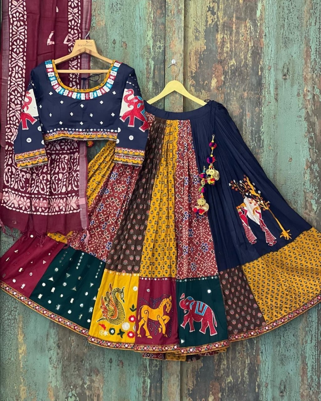 Beautiful Multicolor Navratri Lehenga Choli For Women By Aadat Export