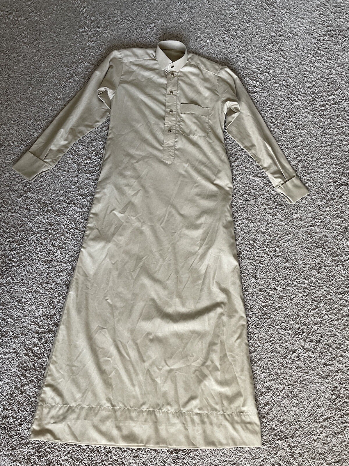 Muslim Men Youth DISHDASHA THOBE CUSTOM Hand Tailored Size S Beige