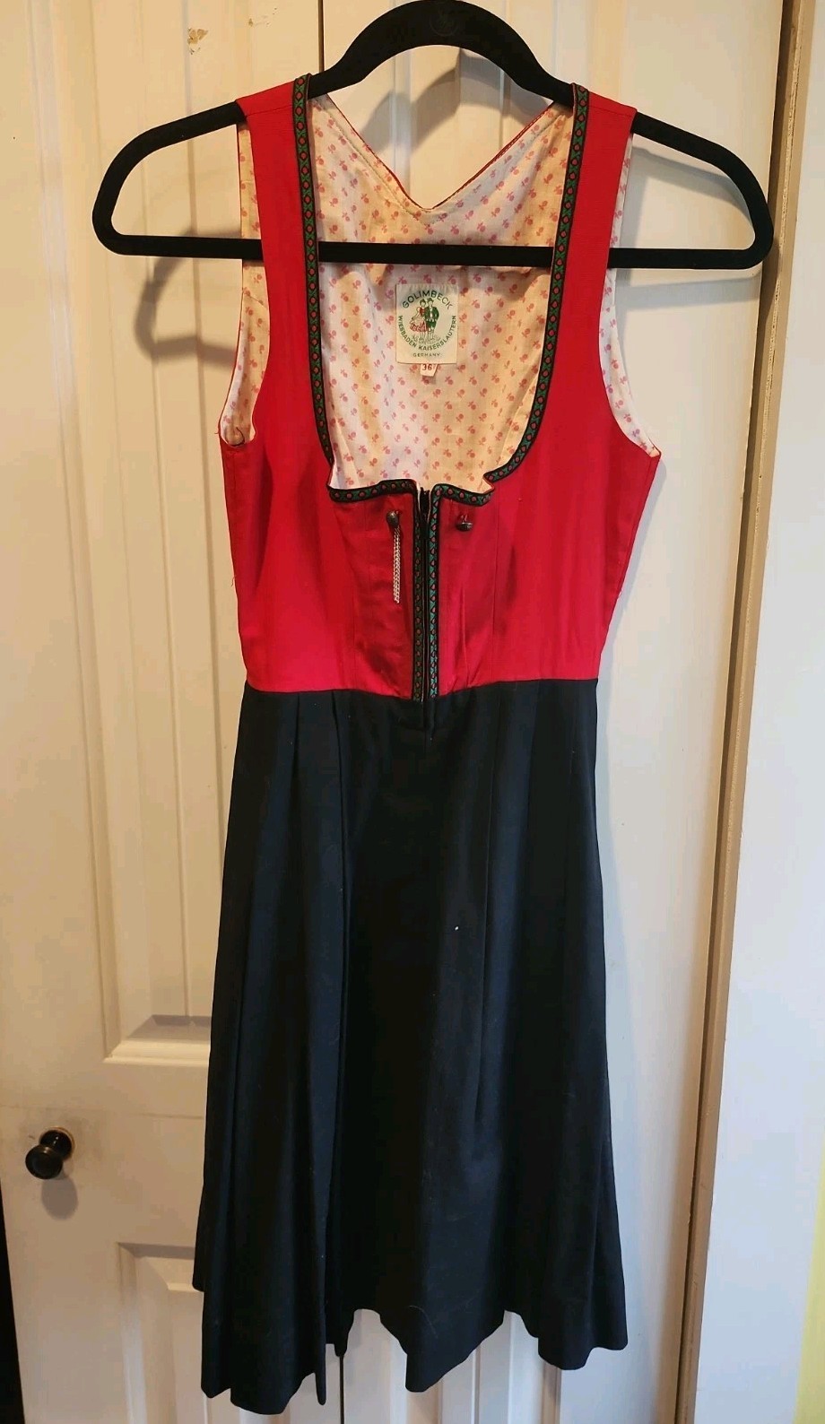 German Golimbeck Dirndl Folk Dress Red And Black Womens Size 36