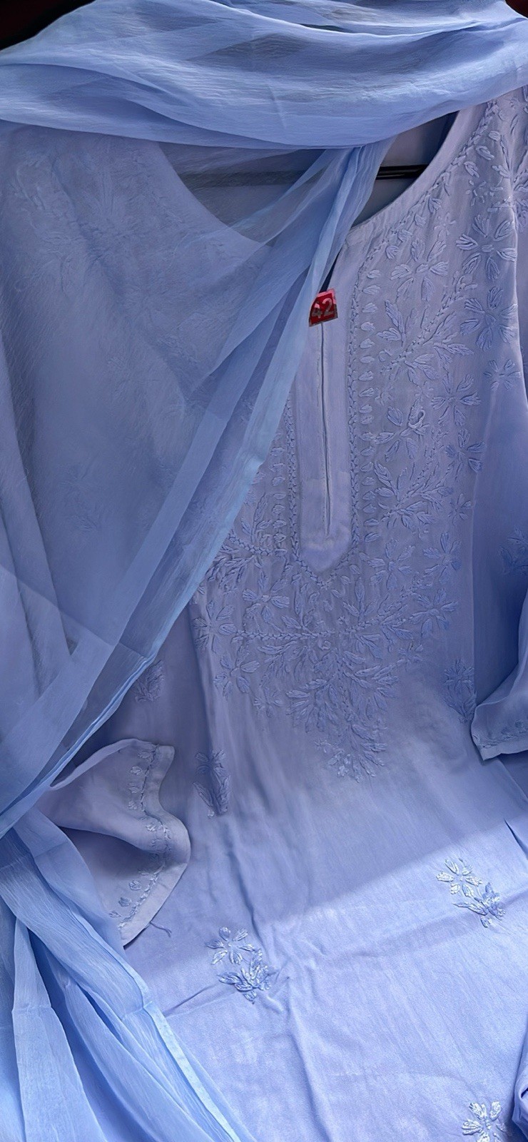 Indian Pakistani sky blue Lucknowi Chikankari 3 Piece Suit