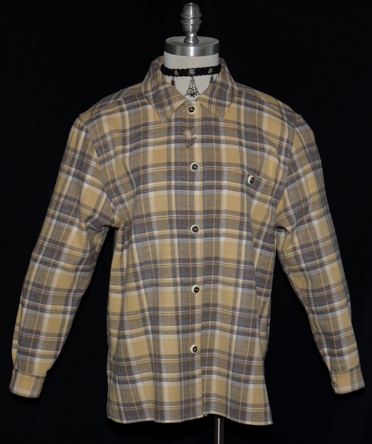 PLAID BROWN Shirt LONG SLEEVE German VERY SOFT Hunting Western Top B45″ 18 XL