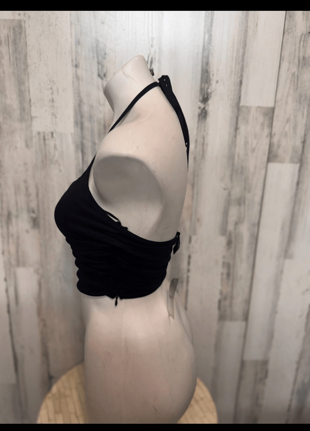 Forever 21 Black Halter Crop Top Ruched Stretchy Party Y2K Women’s Small
