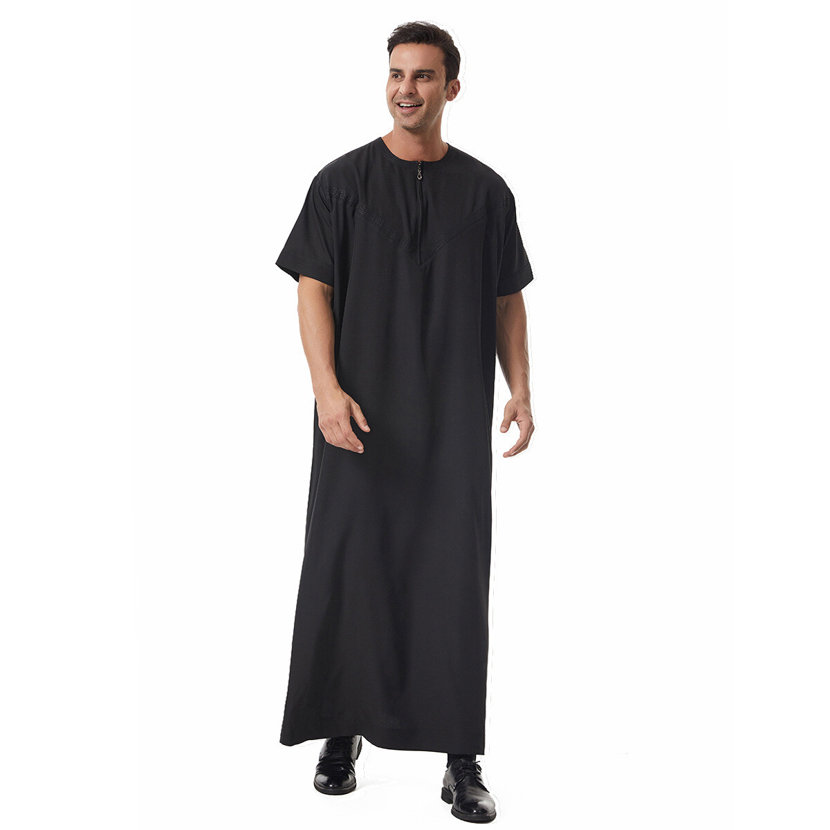 Men Thobe Jubba Thoub Muslim Men Short Sleeve Kaftan Saudi Arab Thoub Dishdasha