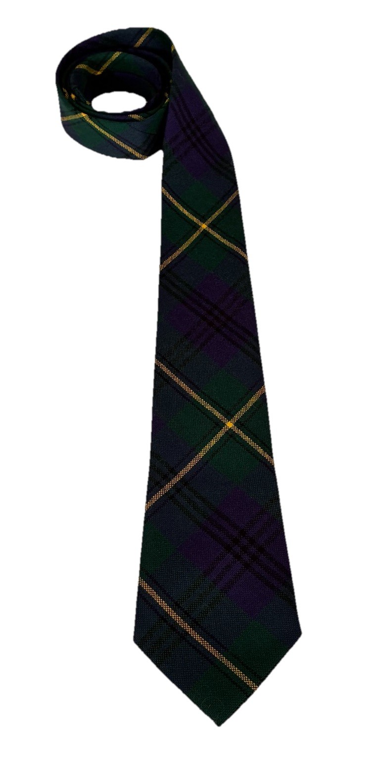 Johnstone Scottish Tartan 100% Wool Necktie Made in Scotland Blue Green Yellow