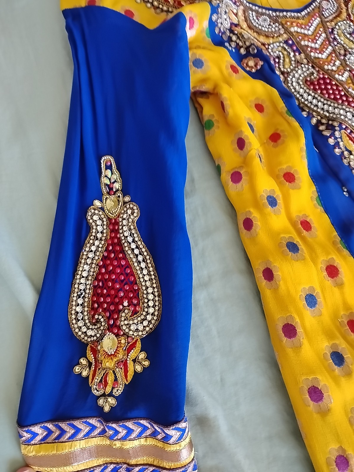 India Made Rhinestone Bead Embroider Saree Royal Colors ~ Going Out Of Business