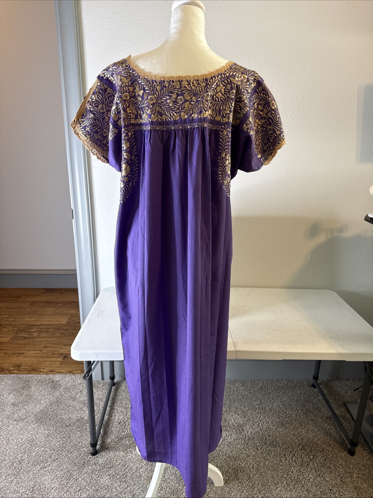 San Antonio Oaxaca Mexican Dress Hand Embroidered Silk Threads
