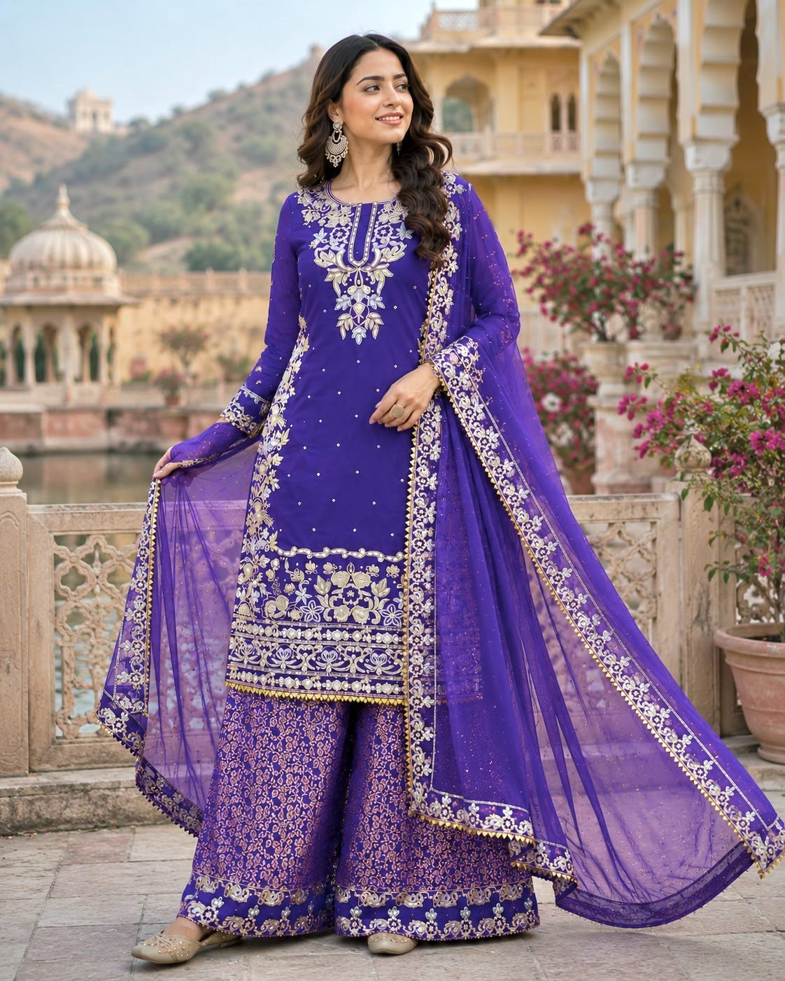 SALWAR KAMEEZ INDIAN PAKISTANI WEDDING PARTY DRESS PALAZZO SHARARA PLAZZO SUIT