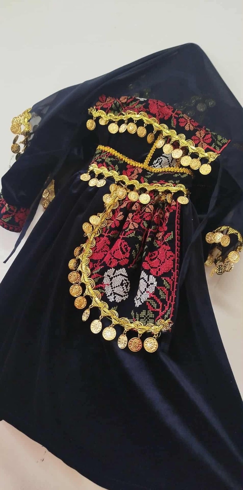 Authentic Palestinian Kids Thobe – Velvet Embroidery from Nablus – Girl’s Tradit