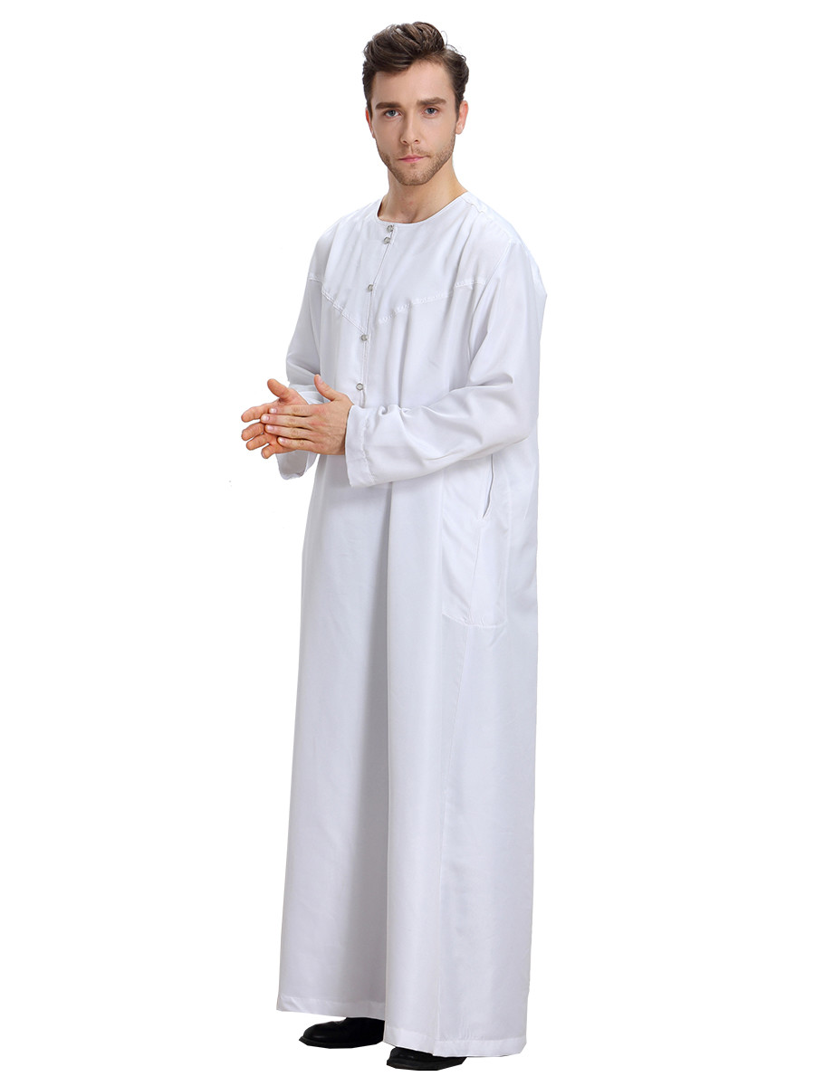 Men Muslim Saudi Thobe Galabeya Thoub Abaya Robe Dishdasha Arabic Dress Kaftan