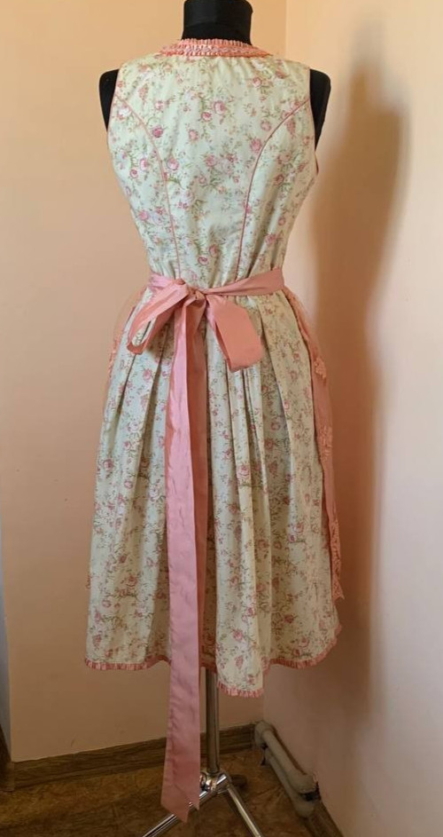 Alpenfee Dirndl Dress Apron Floral Lace Up Trachten Oktoberfest EU 42 Romantic