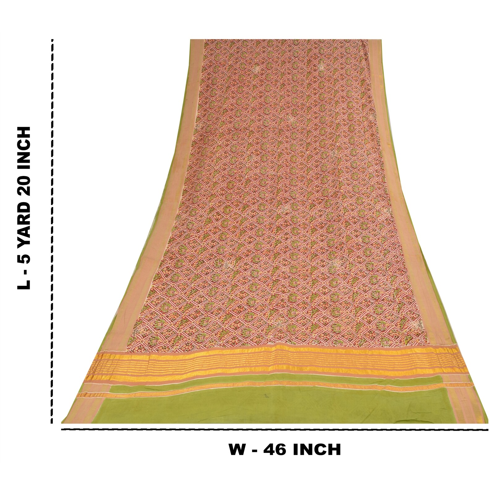Sanskriti Vintage Sarees Red Hand Block Printed Pure Cotton Sari 5+Yd Fabric