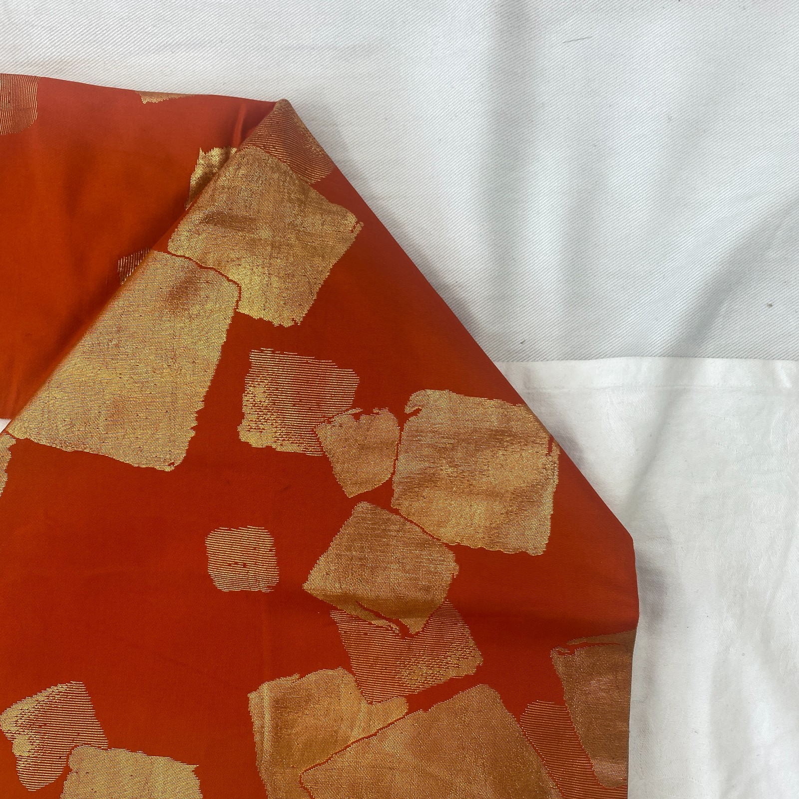 Japanese Vintage Kimono Nagoya Obi Silk Orange Traditional Authentic 131x 12 in