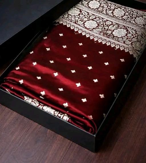 Women Banarasi Silk Saree Embroidered Party Wear Traditional Indian Wedding