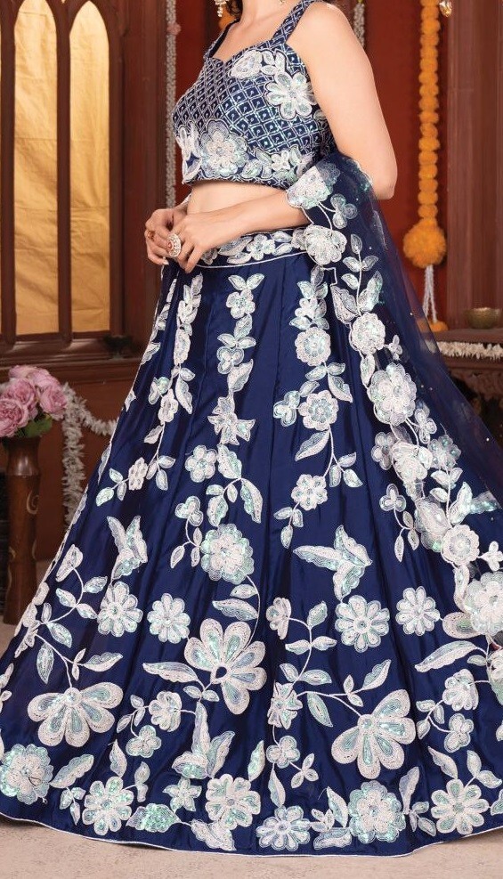 Bollywood Look Kasturi Silk Blue Color Lehenga Choli And Dupatta For Reception