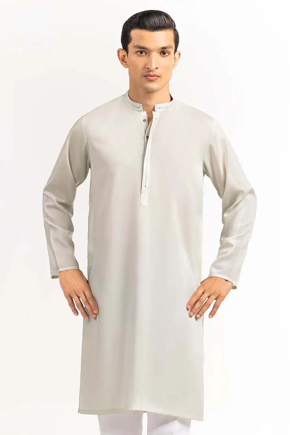 Green Basic Men’s Kurta – Traditional Casual Ethnic Wear with Motifs Size Small
