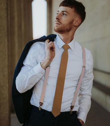 Skinny Ties for Men,Cotton Linen Neck Tie for Daily Dress,Weddings, Brown