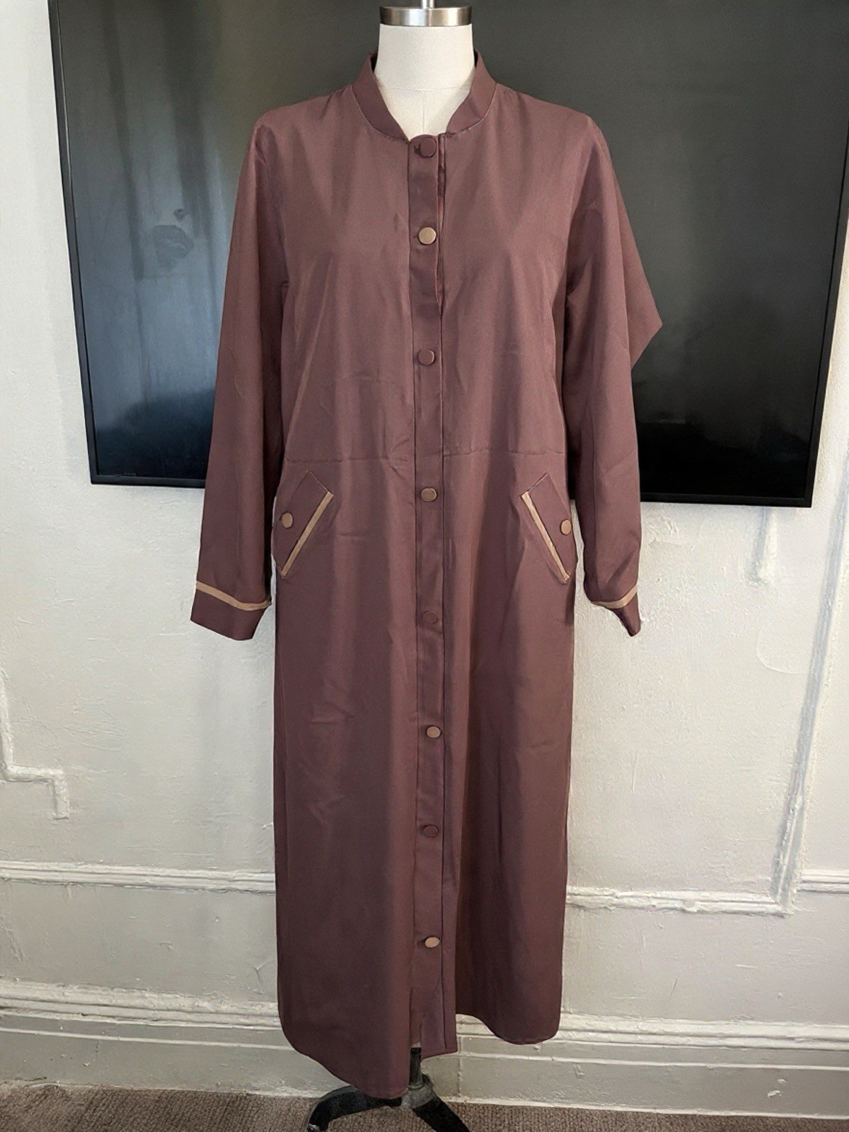 Islamic Dusty mauve Abaya Along with Matching Scarf,Dubai Outfit Set Size M .