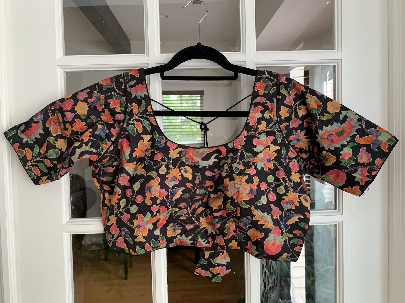 Cocktail Party Black Floral Partywear Readymade Choli Blouse For Saree Lehenga