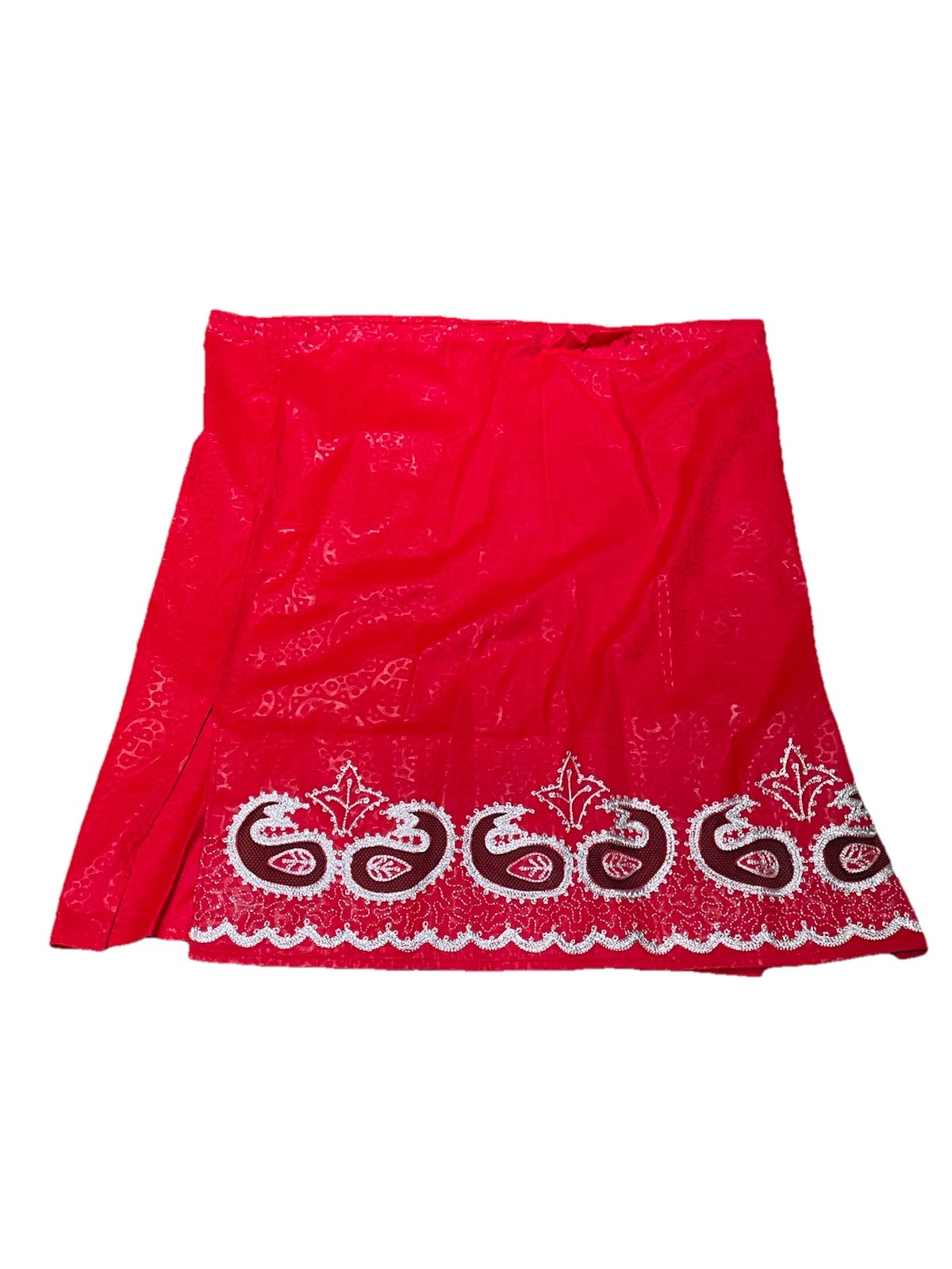 African Star Women’s Red Traditional Embroidered Dashiki Skirt & Top 2pc Set New