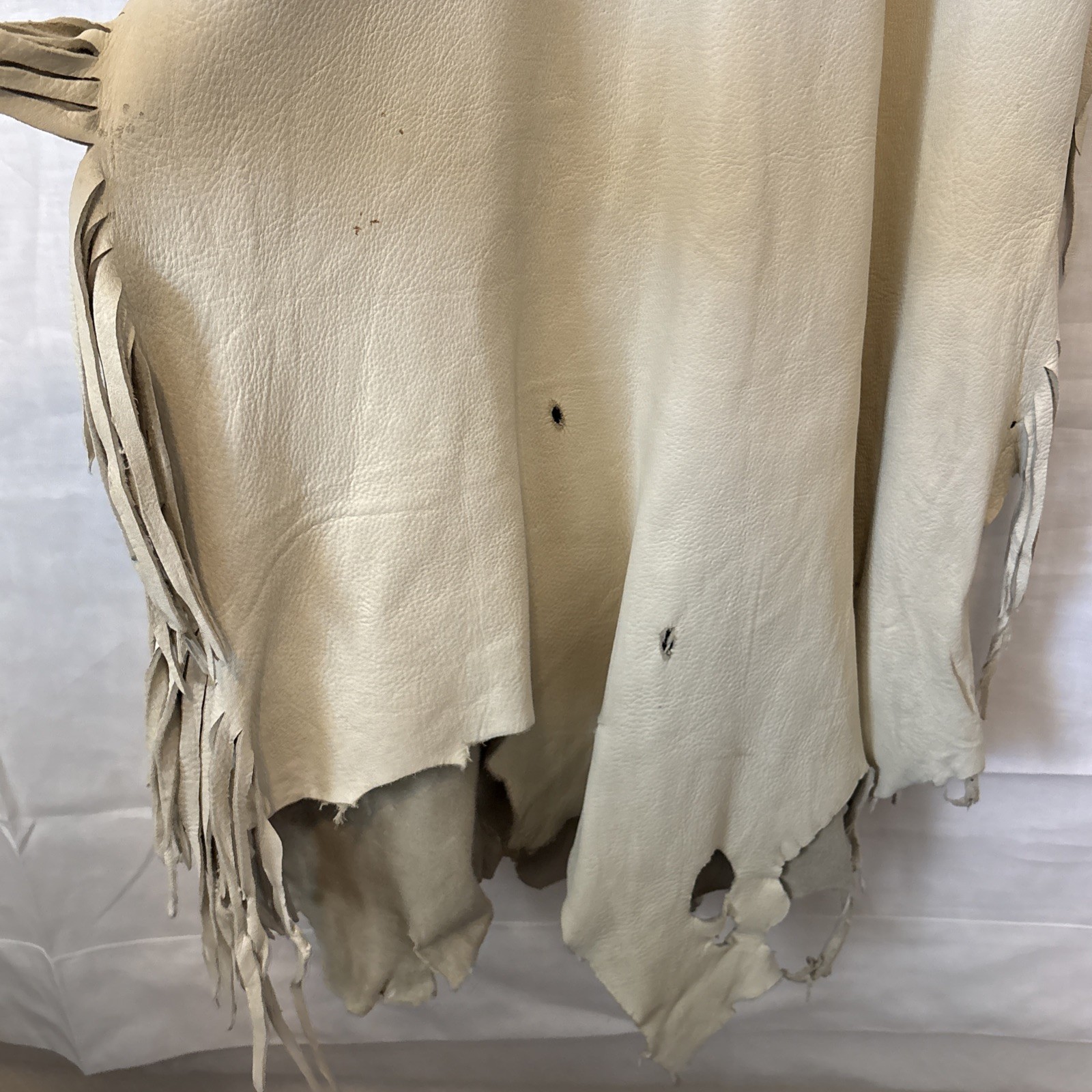 Native American Ivory DoeSkin Beaded Horse Hair Fringe Wedding Dress Medium 8-10