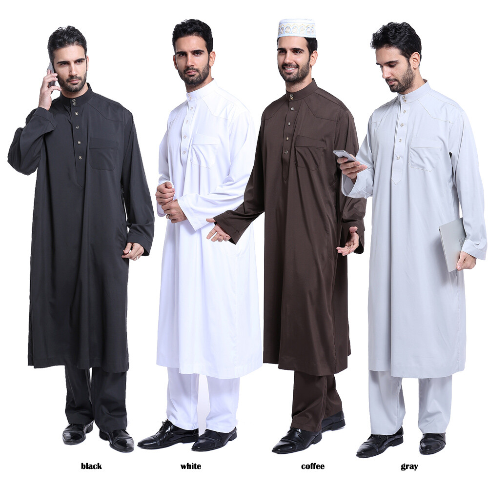 Dishdasha Thobe Jubba Thoub Men Saudi Arab Robe Muslim Abaya Dress Kaftan Islam