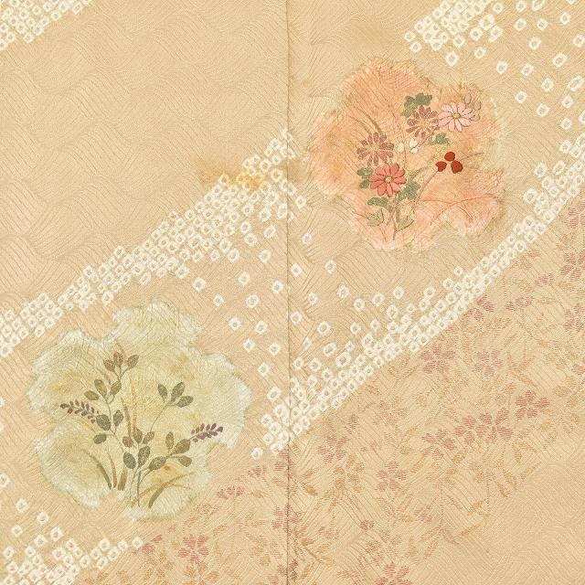 Vintage Japanese Kimono | Houmongi | Brown Silk | Wave Botanical | ss0958b