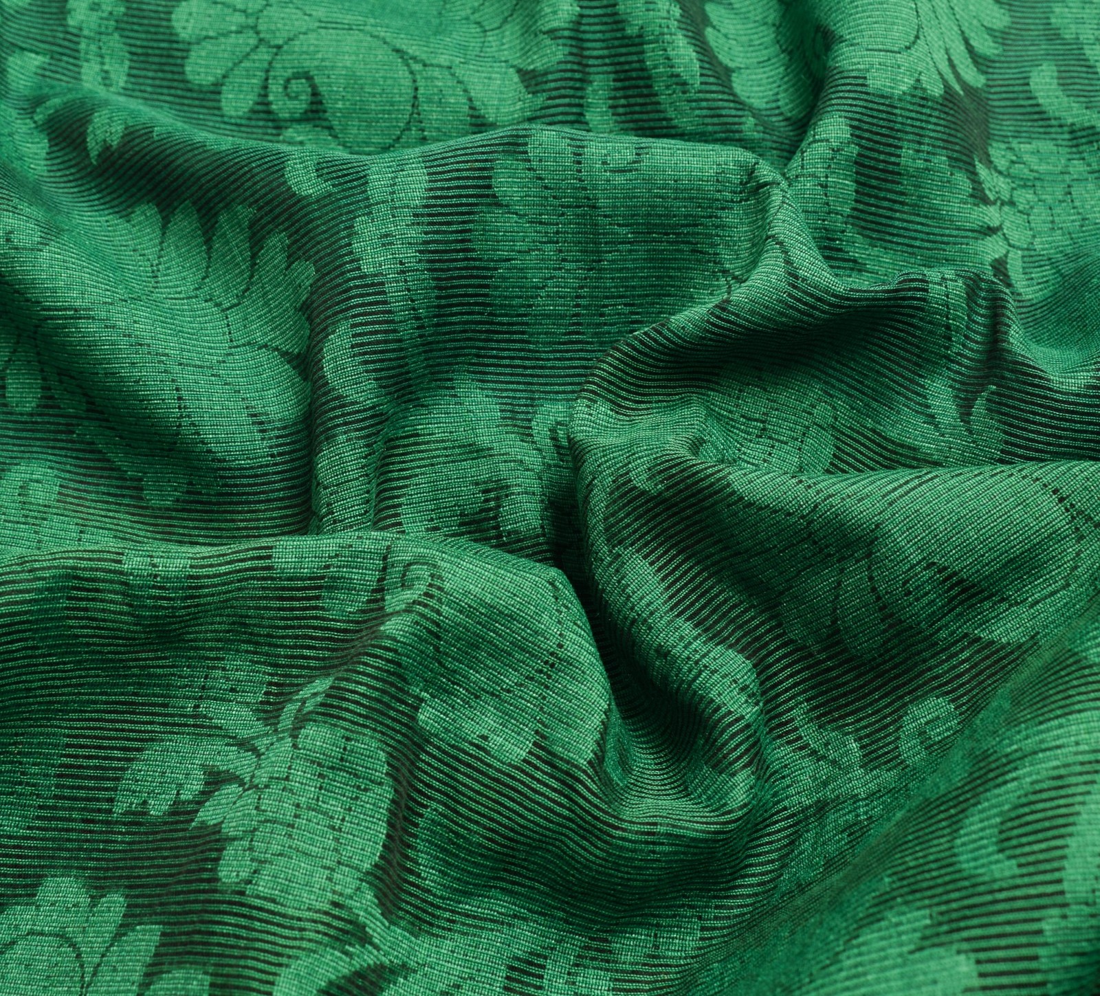 Sushila Vintage Green Patch Work Saree Self Woven Floral Silk Sari Craft Fabric