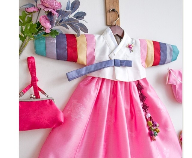 RUA Rainbow-Colored Hanbok Korean Traditional Clothing Birthday Party Girl IV PK