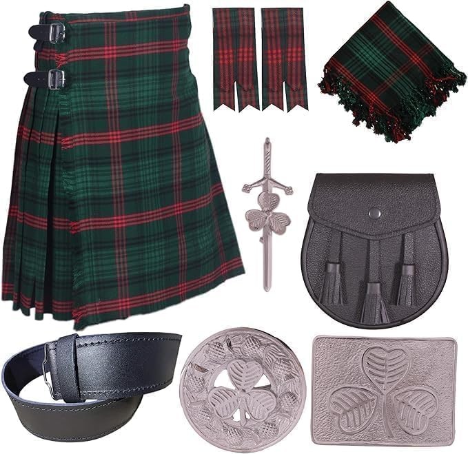 Scottish Traditional 8 Yards Tartan Kilt Outfit for Men (Rose Hunting, 44)