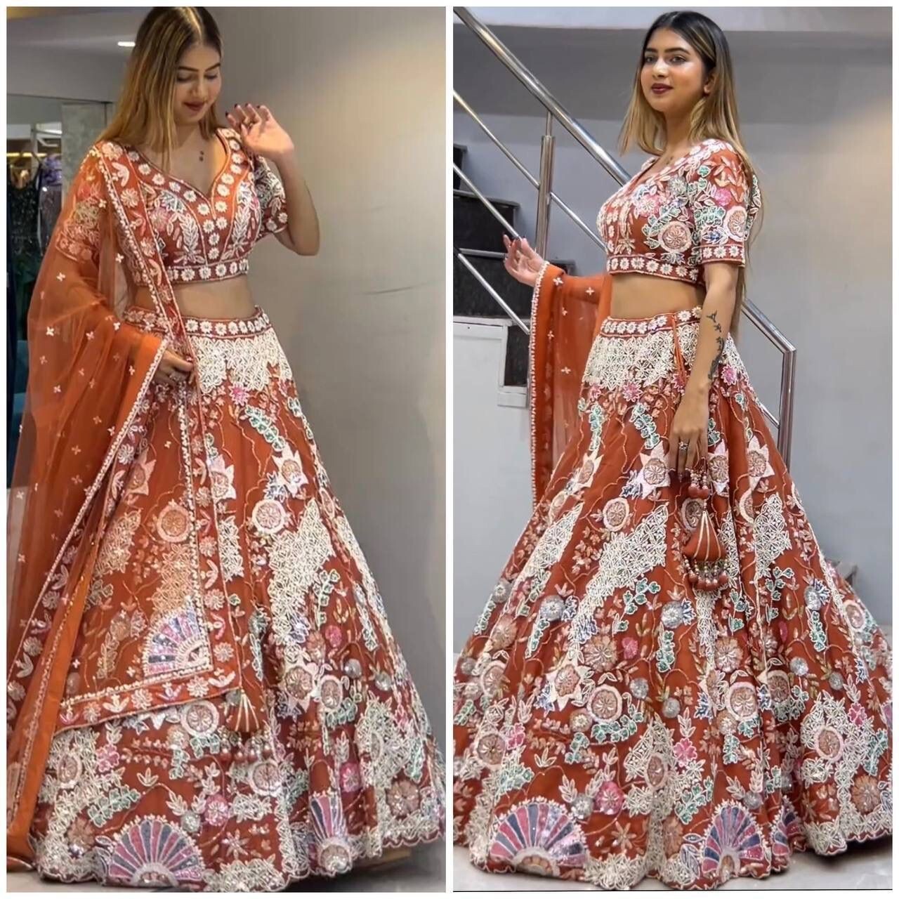Bollywood Indian designer lehenga choli ethnic wedding pakistani lehnga choli 1