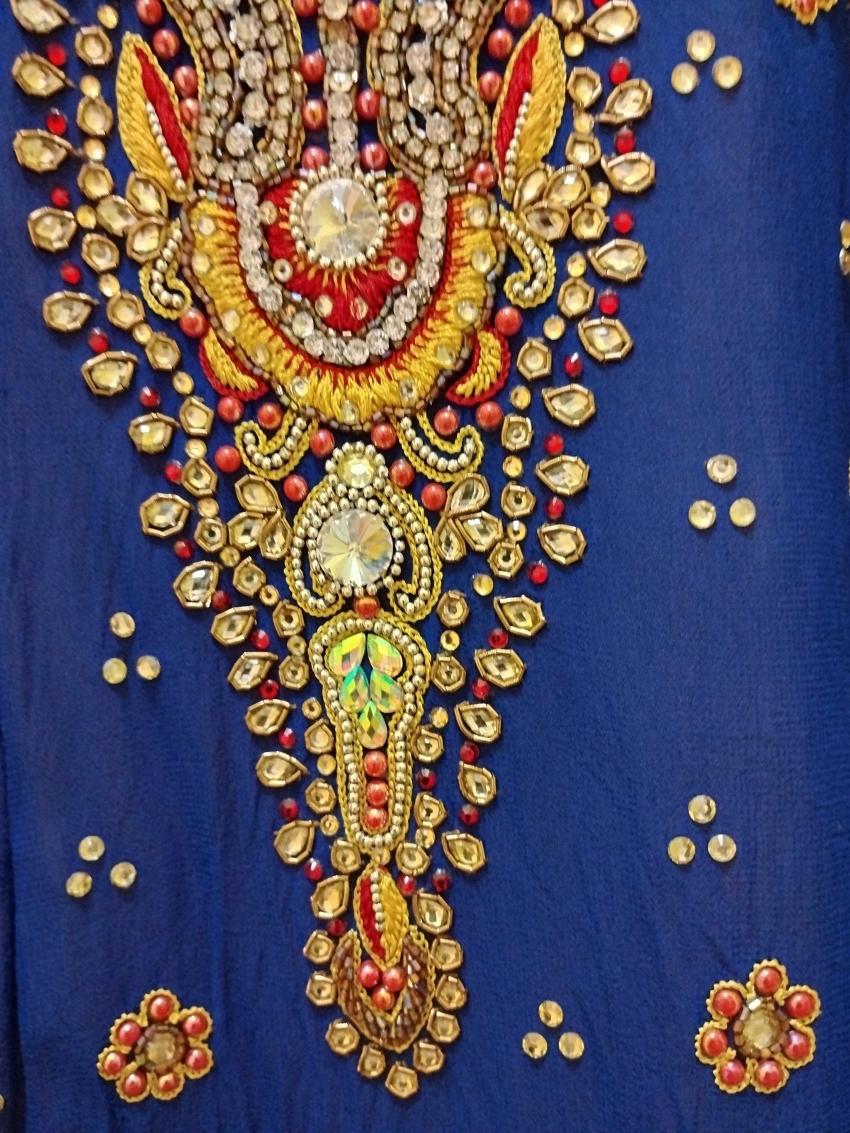 India Made Rhinestone Bead Embroider Saree Royal Colors ~ Going Out Of Business