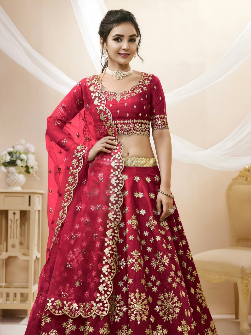 Garba Dandiya Art Silk Lehenga Choli Semi Stitched Festival Outfit