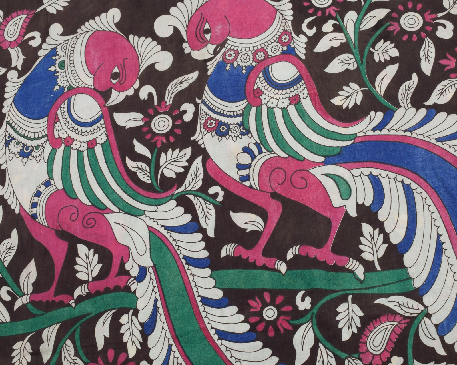 Sushila Vintage Green Saree 100% Pure Cotton Kalamkari Printed Soft Craft Fabric
