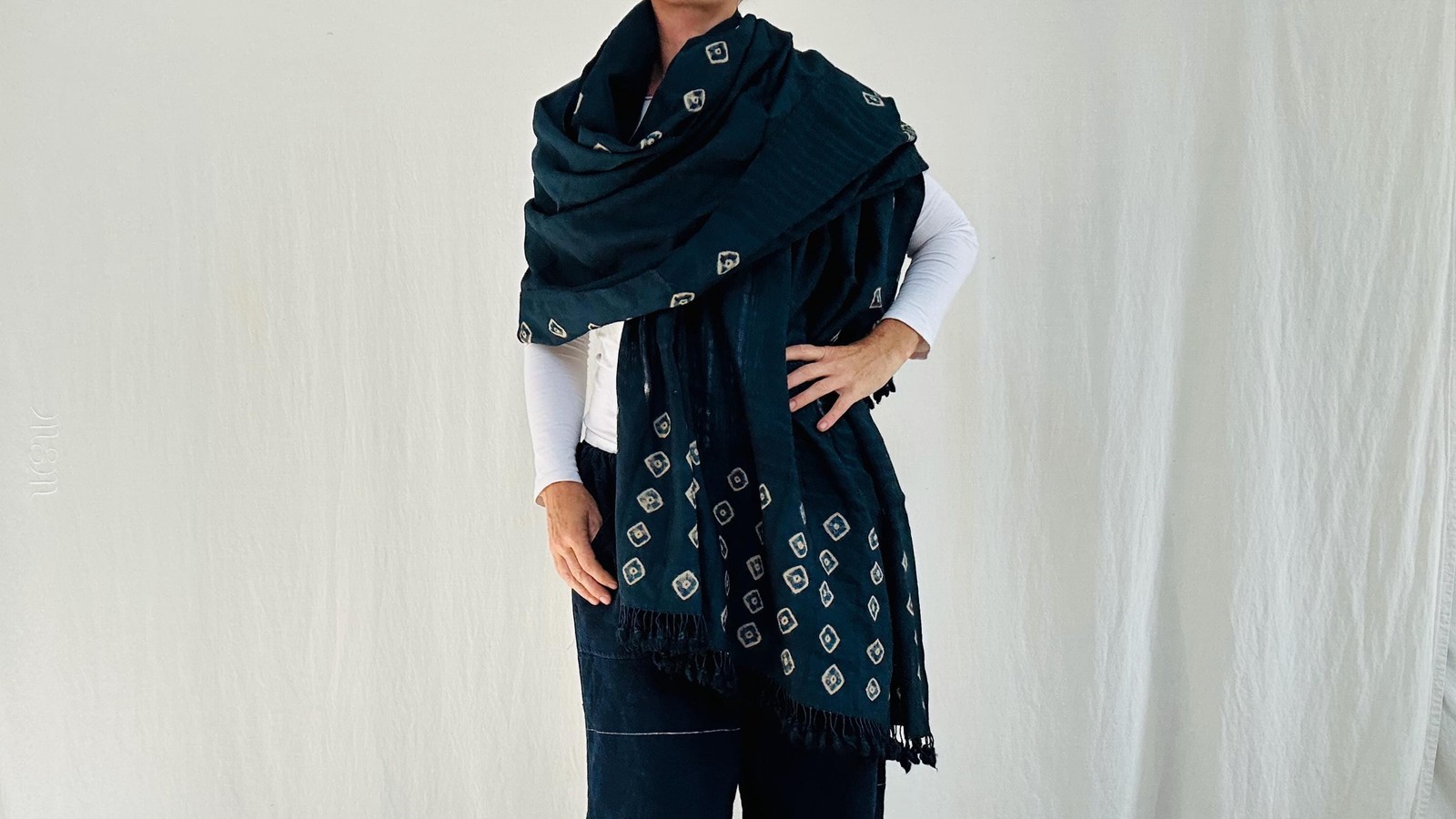 Modern Rabari Wool Shawl And Throw. Handwoven, Hand Embroidered, Mirror work.