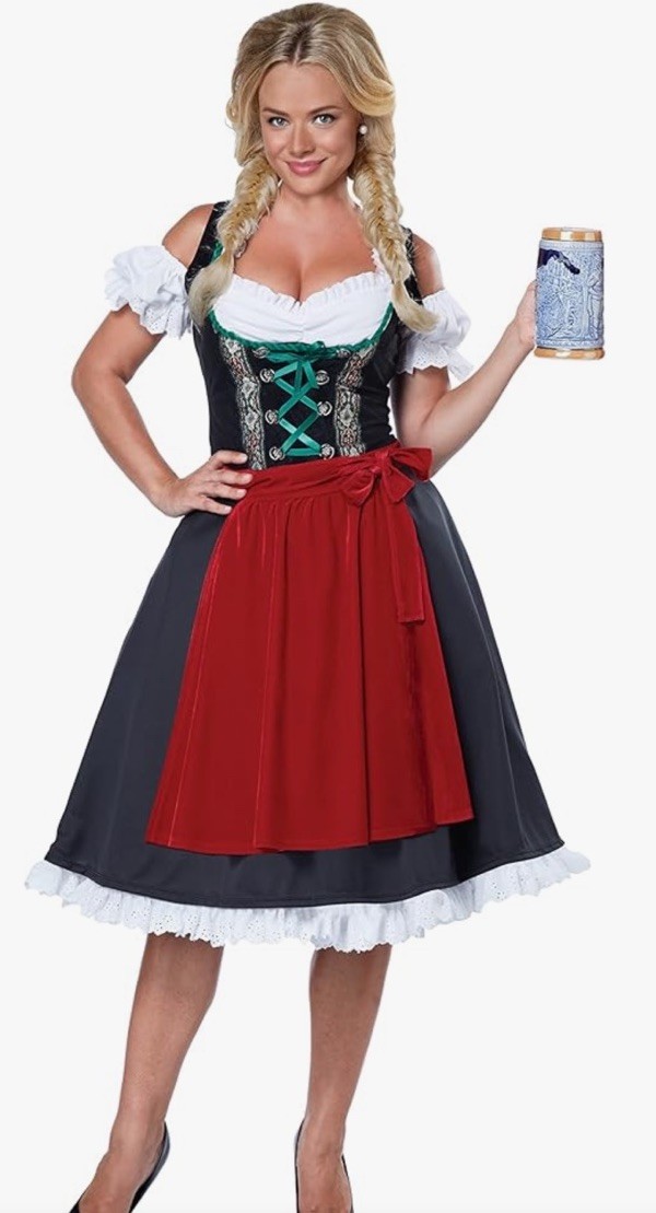 Oktoberfest Dirndl XL Dress 2 PC Bavarian Beer Fest Halloween Corset Lace Up